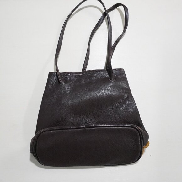 Suede / leather color block front side purse long shoulder straps - Picture 2 of 8